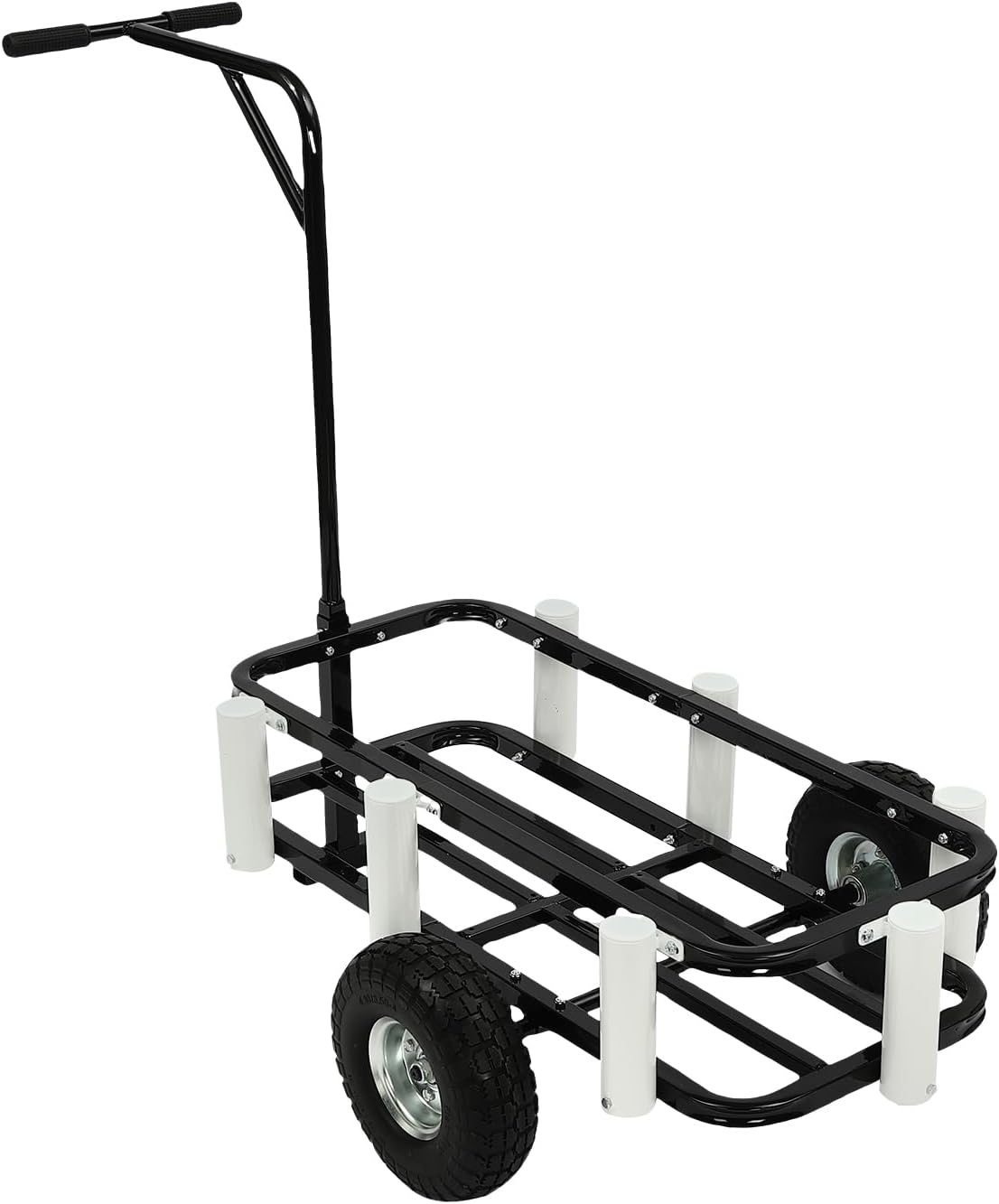 Chariot de pêche - Chariot acier 2 roues charge 90 kg - Roues caoutchouc poignée caoutchouc dimensions 131 x 69 x 95 cm - Pour pêche camping shopping et transport