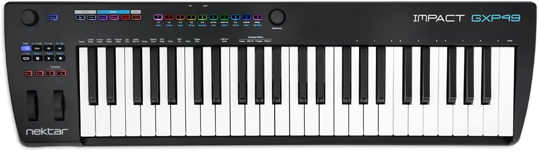 Nektar Impact GXP49 clavier maître MIDI - 49 touches semi lestées pour création musicale - Contrôleur USB pour ordinateur et logiciels compatibles - Format noir 4 kg
