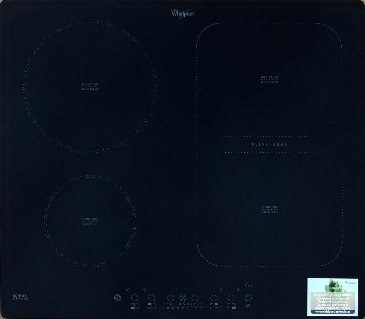 Whirlpool ACM808NE plaque induction - 4 zones puissance totale 7200 W - vitrocéramique noire encastrable - minuterie et commandes électroniques pour cuisine moderne