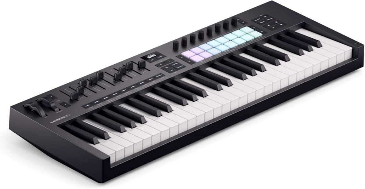 Novation Launchkey 49 MK4 Clavier maître MIDI USB 49 touches - Touches semi lestées sensibles à la vélocité - 8 pads rétroéclairés modes Chord Scale - Arpégiateur et suite logicielle