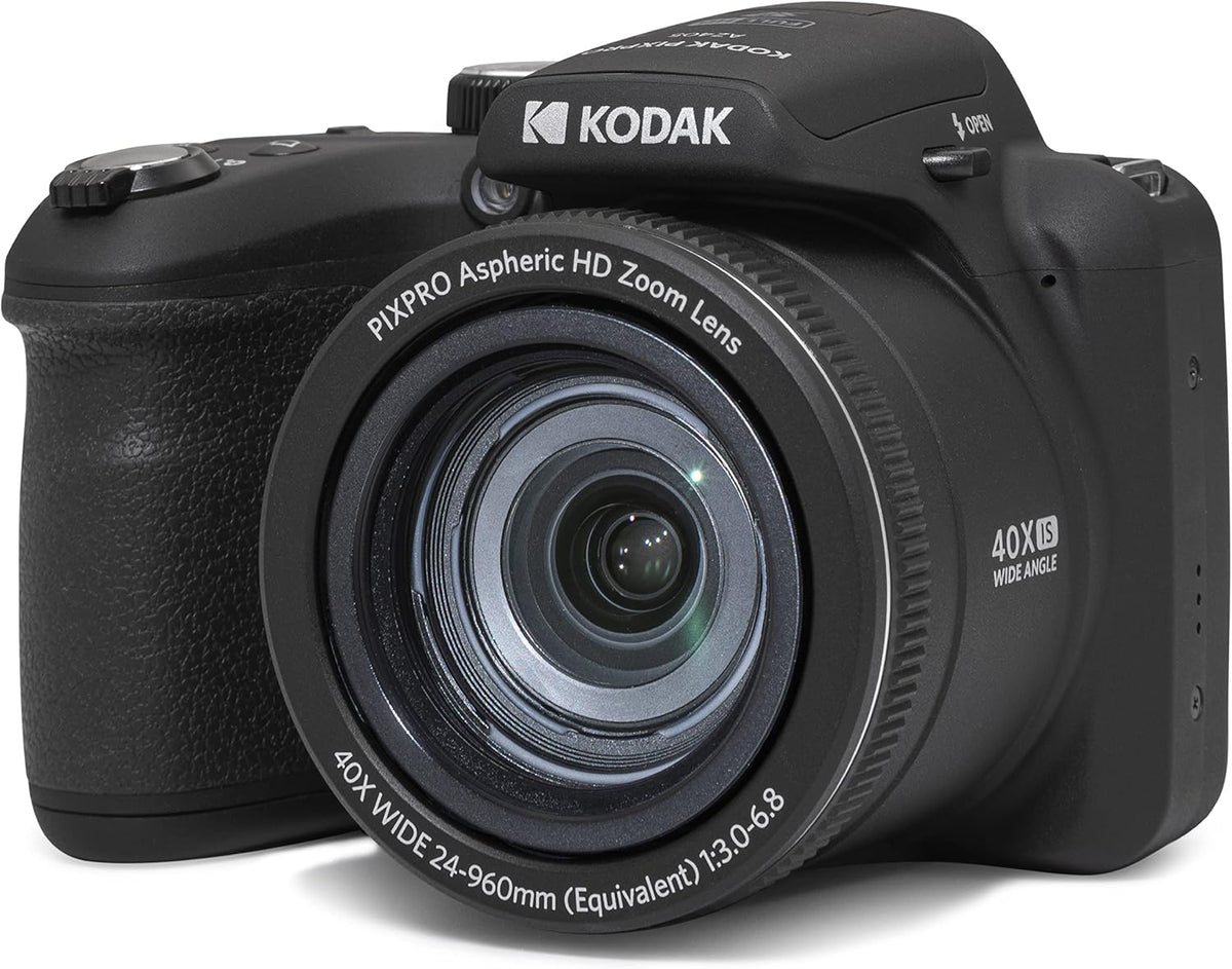 KODAK PIXPRO AZ405 Appareil photo bridge noir 20 MP - Zoom optique 40x grand angle 24 mm - Vidéo Full HD 1080p avec stabilisation OIS - Écran LCD 3 pouces piles AA