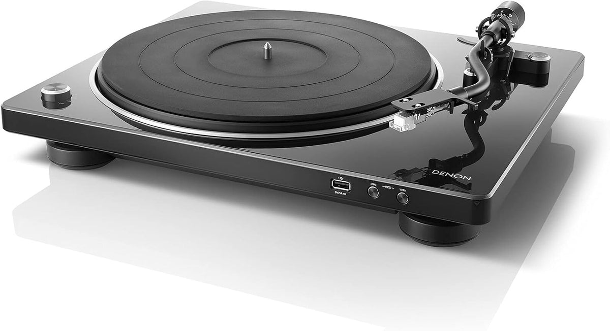 Denon DP 450USB platine vinyle HiFi - entraînement par courroie préamplificateur phono - enregistrement MP3 WAV par USB - noir compatible ampli récepteur et système HiFi