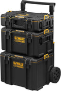 DeWalt ToughSystem DWST83402 1 kit 3 coffrets à outils - 2 coffrets et 1 coffre mobile grande contenance - Protection IP65 - Capacité 113 kg noir et jaune