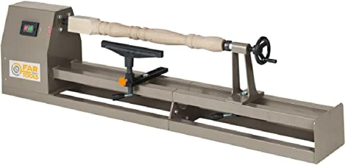 Fartools One TB 100 - Tour à bois 400 W longueur 1000 mm - Jusqu'à 2100 tr min alimentation 230 V - Machine fixe 27,9 kg pour tournage et travail du bois