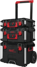 Milwaukee valise à roulettes taille L - 3 compartiments extensibles noir rouge - capacité maximale 45 kg avec 2 roues - aluminium plastique poignée métal sans assemblage