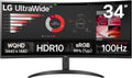 LG UltraWide 34WR50QK B écran PC incurvé 34 pouces - Dalle VA QHD 3440 x 1440 format 21 sur 9 - 100 Hz HDR10 temps de réponse 5 ms - Écran mat inclinable ultra large