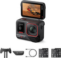 Insta360 Ace Pro 2 Pack Double Batterie Caméra action 8K - Co conçue avec Leica et double puce IA - Écran rabattable 2,4 pouces audio avancé - Basse lumière édition IA pour moto