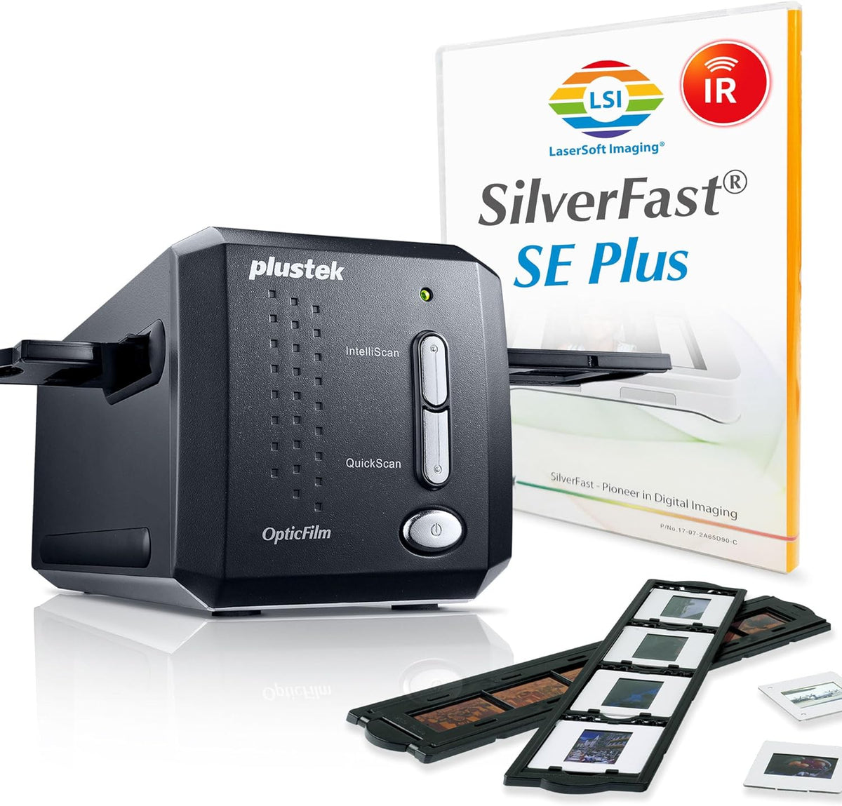 Plustek OpticFilm 8200i SE Scanner films 35 mm - Résolution 7200 dpi et capteur CCD - Dépoussiérage infrarouge et correction rayures - SilverFast SE Plus 8 couleur 48 bits