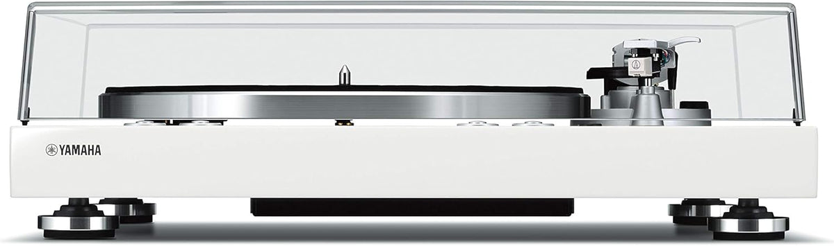 Yamaha MusicCast Vinyl 500 Platine vinyle sans fil blanche - Vitesse jusqu à 45 tr min - Construction aluminium avec moteur CC - Compatible casque pour écoute audio moderne