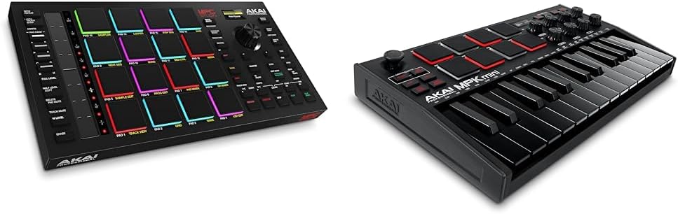 AKAI Professional MPC Studio et MPK Mini MK3 - Contrôleur de production avec 16 pads RGB sensibles - Clavier maître USB MIDI 25 touches - 8 pads rétroéclairés pour beatmaking