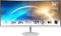 MSI PRO MP341CQW écran incurvé 34 pouces - UWQHD 3440 x 1440 dalle VA 1500R - 100 Hz contraste 3000 à 1 - DisplayPort HDMI haut parleurs intégrés blanc