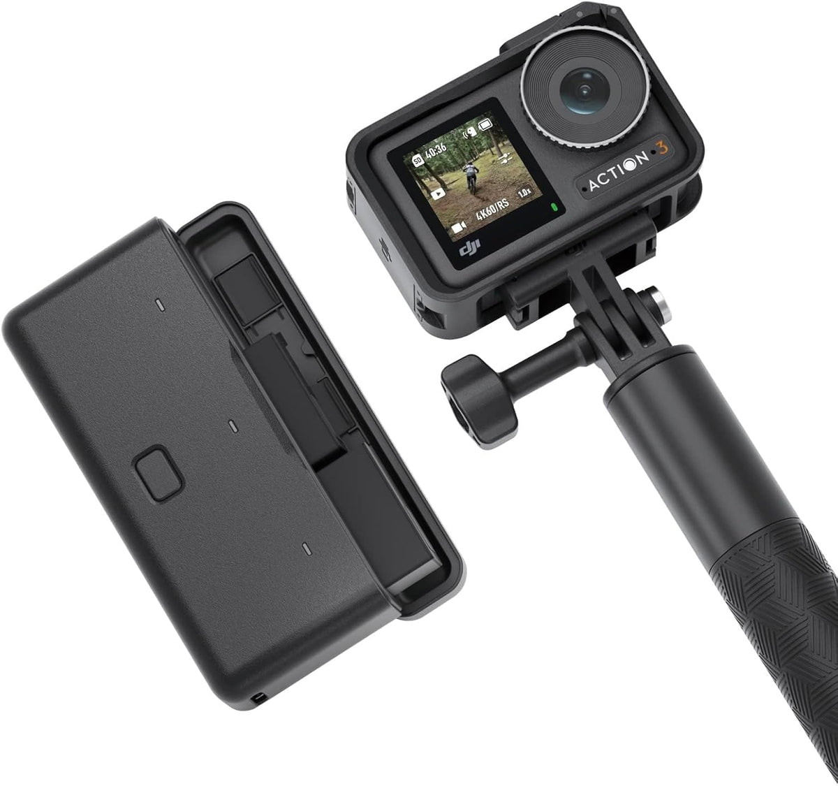 DJI Osmo Action 3 Bundle Aventure Caméra action 4K noire - Vidéo 4K 120 fps avec HorizonSteady - Étanche à 16 m et résistante au froid - Barre extension et support vertical