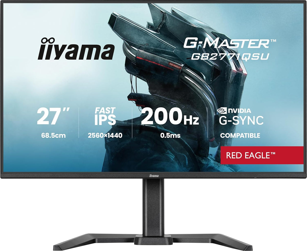 iiyama G-Master Red Eagle GB2771QSU-B1 - Écran gamer 27 pouces Fast IPS QHD - Jusqu'à 200 Hz 0,5 ms G-Sync Compatible - HDMI DisplayPort USB-C haut-parleurs réglage hauteur