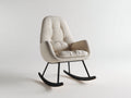 Fauteuil à bascule - tissu bouclé-métal-bois - 72x84x93 cm - beige-noir - rétro