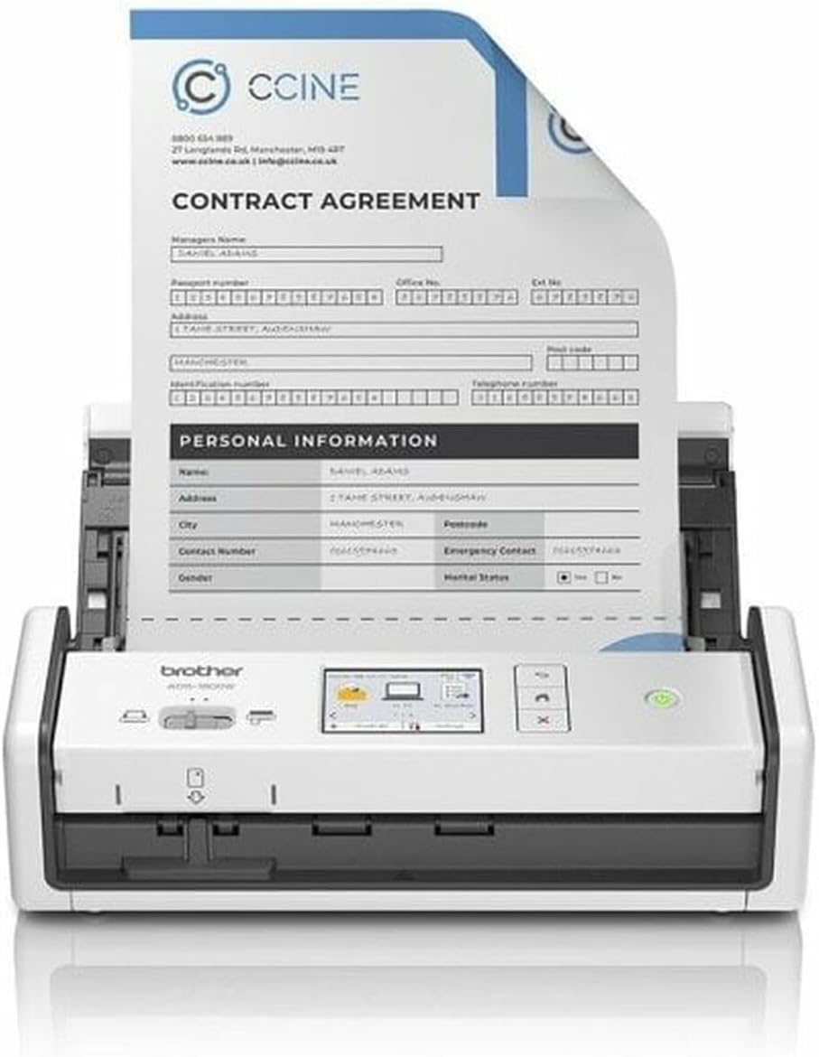 Brother ADS 1800W scanner compact portable - Numérisation documents et cartes identité - Résolution 1200 dpi et chargeur 20 feuilles - Connexion USB format compact 1,42 kg