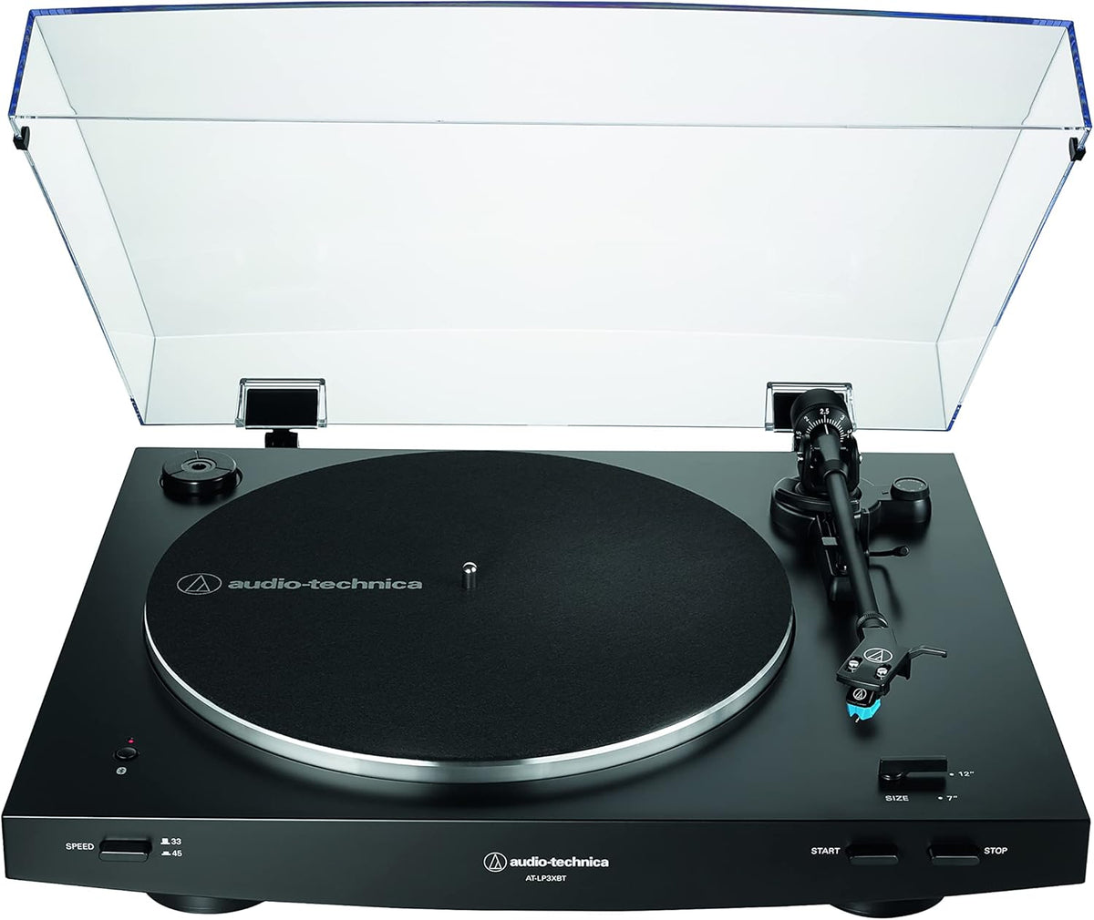 Audio Technica AT LP3XBT BK platine vinyle - automatique entraînement par courroie noire - Bluetooth vitesses 33 et 45 tours - compatible casque et haut parleur