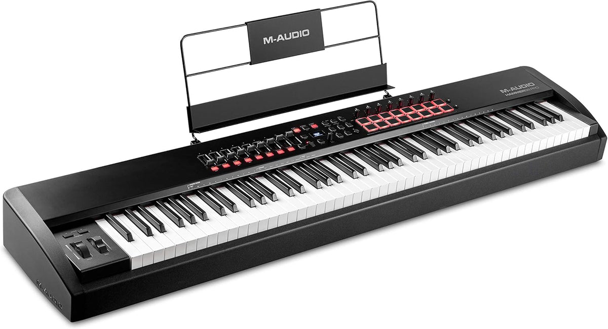 M Audio Hammer 88 Pro Clavier maître MIDI USB - 88 touches lestées à marteaux - Pads rythmiques et contrôle studio - Intégration NKS avec sons Native Instruments