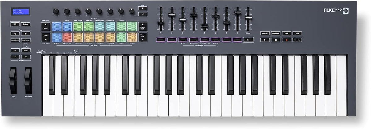 Novation FLkey 49 Clavier maître MIDI USB - 49 touches avec intégration FL Studio - Modes Chord et Scale pour production musicale - Logiciels et câble USB inclus