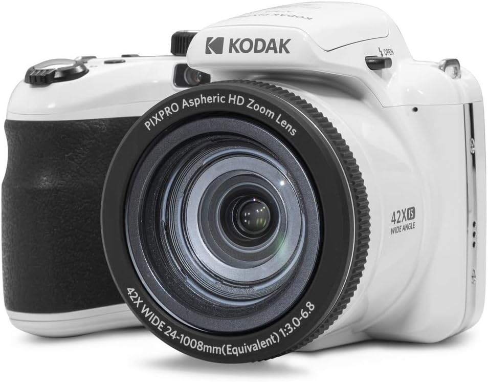 KODAK Pixpro AZ425 appareil photo bridge 20 MP - Zoom optique 42x et grand angle 24 mm - Stabilisation optique et numérique - Vidéo Full HD écran LCD 3 pouces blanc
