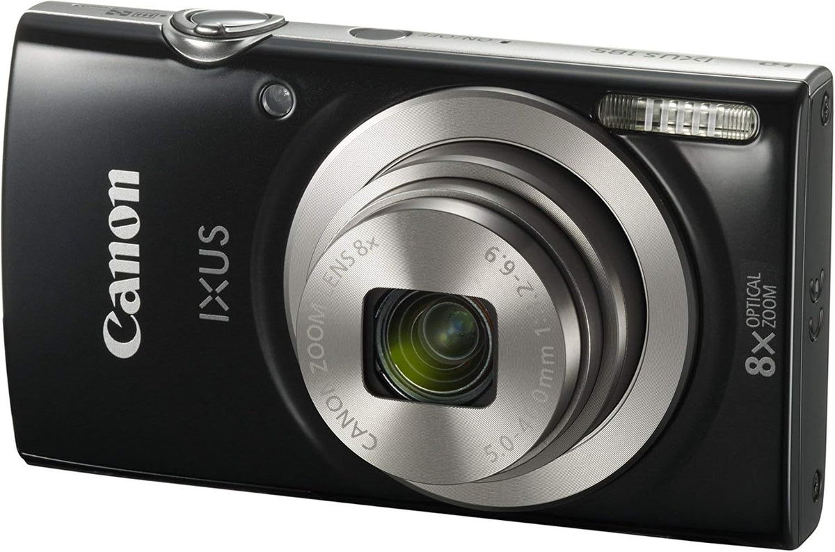 Canon IXUS 185 appareil photo compact 20 MP - Zoom optique 8x et capteur CCD - Vidéo 720p mode Auto 32 scènes - Horodatage images boîtier ultra fin noir