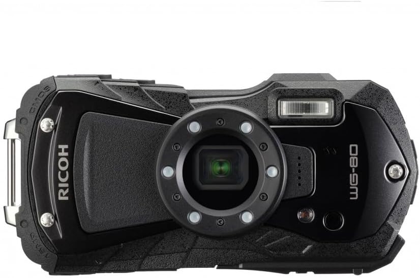 Ricoh WG-80 - Appareil photo compact étanche et antichoc - Zoom optique 5x avec stabilisation numérique et optique - Noir résistant au froid et à l'écrasement