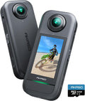 AKASO 360 Caméra sport 5,7K à 360 degrés - Capteurs 48 MP et photos 72 MP avec carte 64 Go - SuperSmooth Horizon Lock suivi IA - Écran tactile 2,29 pouces WiFi