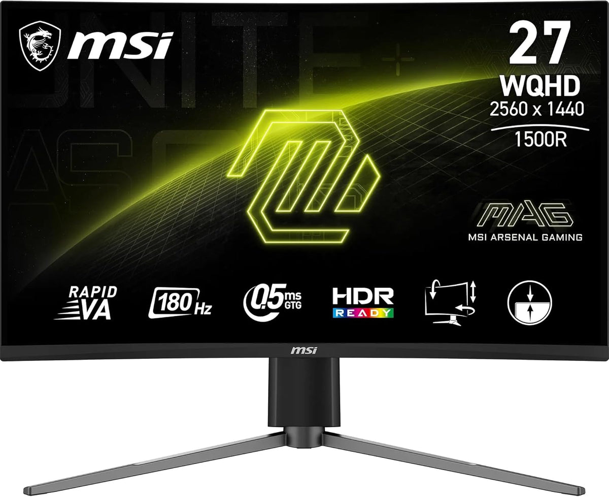 MSI MAG 27CQ6PF écran gaming incurvé 27 pouces - QHD 2560 x 1440 Rapid VA 1500R - 180 Hz réponse minimale 0,5 ms AMD FreeSync - DisplayPort 1.2a HDMI 2.0b CEC