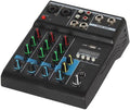 FOELANNE mixeur audio Bluetooth - console de mixage 4 canaux pour KTV - carte son USB et effets sonores - modèle compact pour chant streaming et création audio