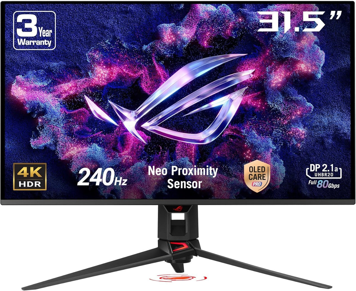 ASUS ROG Swift OLED PG32UCDMR écran gaming 31,5 pouces - 4K QD OLED 3840 x 2160 - 240 Hz réponse 0,03 ms G Sync - USB C USB A DisplayPort HDMI noir