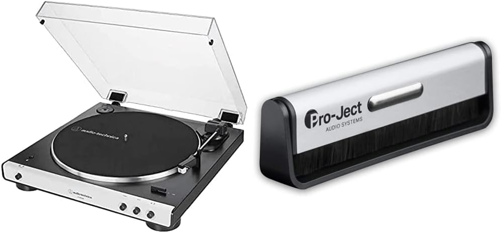 Audio Technica AT LP60XBT Platine vinyle automatique blanche - Entraînement par courroie sans fil jusqu à 45 tr min - Bluetooth pour casque compatible - Brosse Pro Ject Brush IT incluse