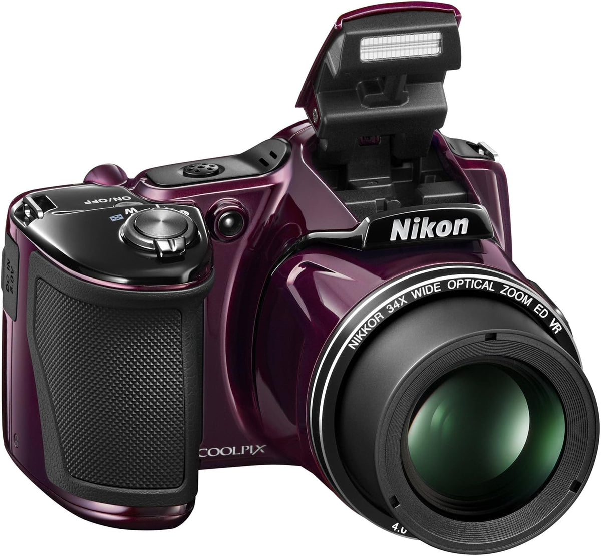 Nikon Coolpix L830 appareil photo compact - capteur CMOS 16,8 MP prune écran LCD 3 pouces - zoom optique 34x focale 765 mm - stabilisation image mesure matricielle