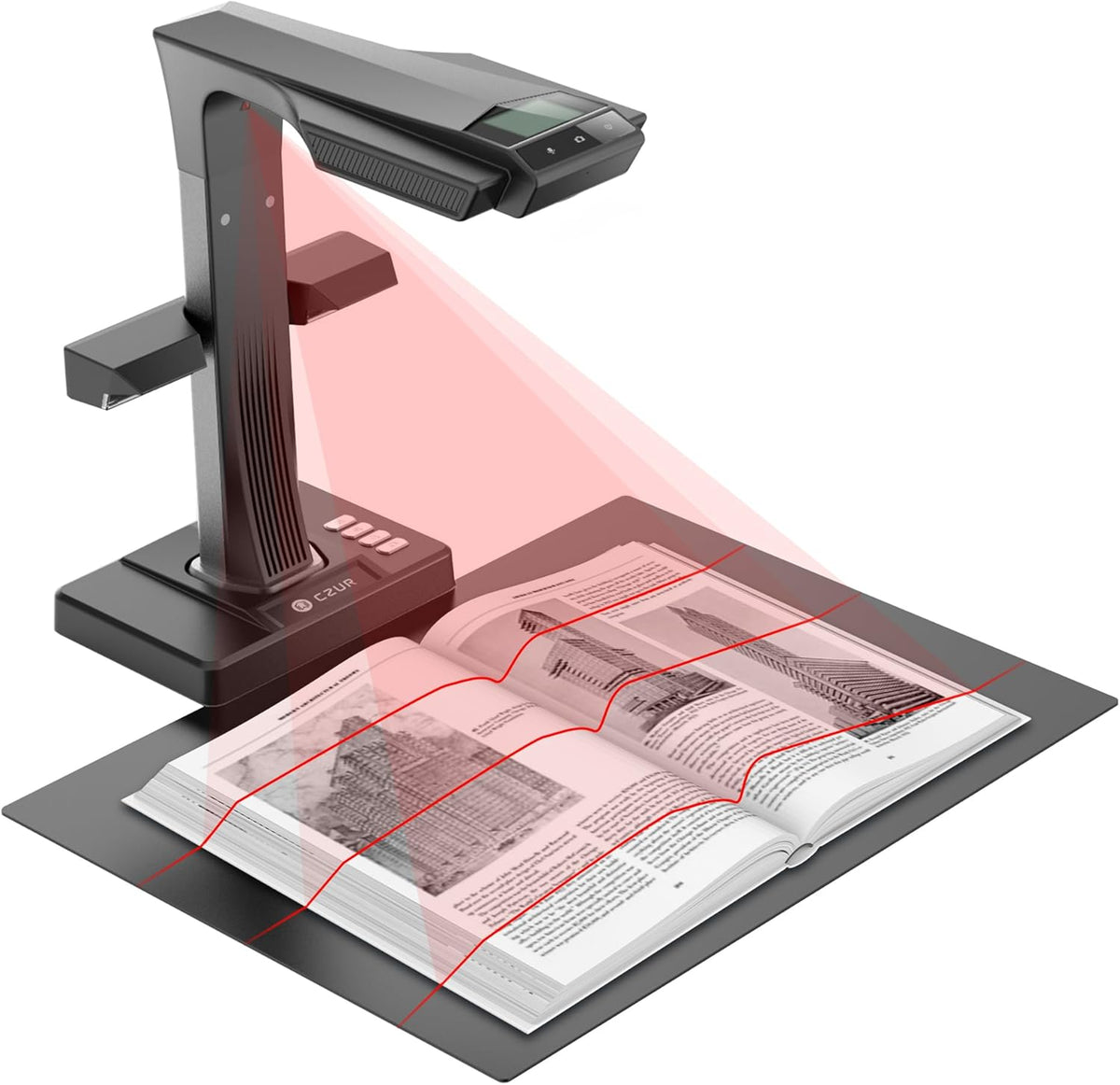 CZUR ET24 Pro Scanner livres professionnel A3 24 MP - Résolution 5696 x 4272 pixels - OCR 180 langues - HDMI USB compatible Windows macOS Linux pour documents