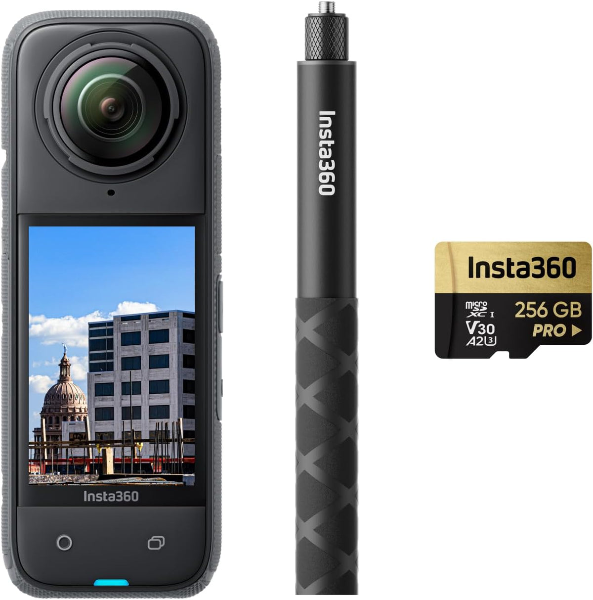 Insta360 X4 Pack Construction Caméra 360 8K - Vidéo HDR 360 à 30 ips et photo 72 MP - Timelapse 11K - Compatible DroneDeploy OpenSpace Cupix Oculo