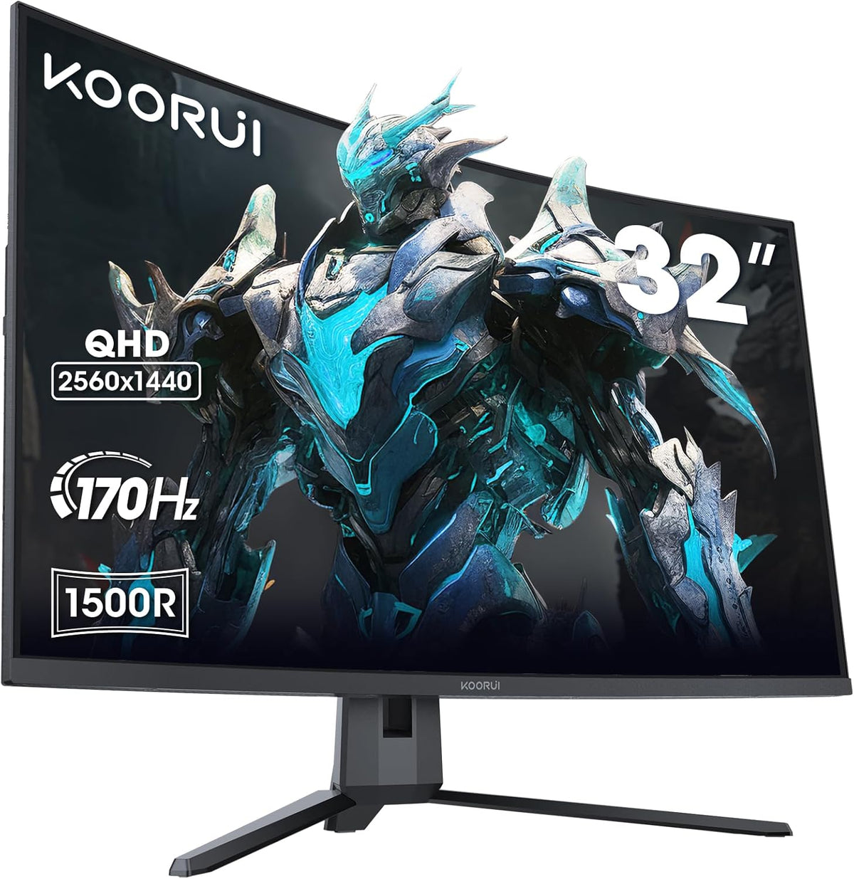KOORUI écran gaming incurvé 31,5 pouces - QHD 2560 x 1440 dalle VA 1500R - 170 Hz réponse 1 ms AdaptiveSync - HDMI DisplayPort VESA 75 x 75 confort visuel