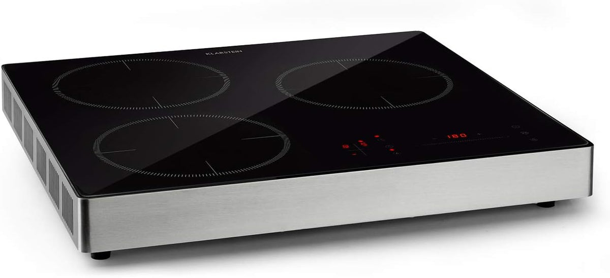 Klarstein TrinityCook Plaque induction pose libre 3400 W - 3 zones de cuisson - 9 niveaux avec minuterie - Commandes sensitives et protection anti surchauffe noire
