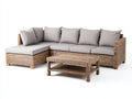 Canapé de jardin - Résine tressée-Tissu - 245x175x82 cm - Gris clair-Beige naturel - Contemporain
