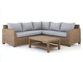 Canapé de jardin - Résine tressée-Tissu - 275x275x82 cm - Gris clair-Beige naturel - Contemporain