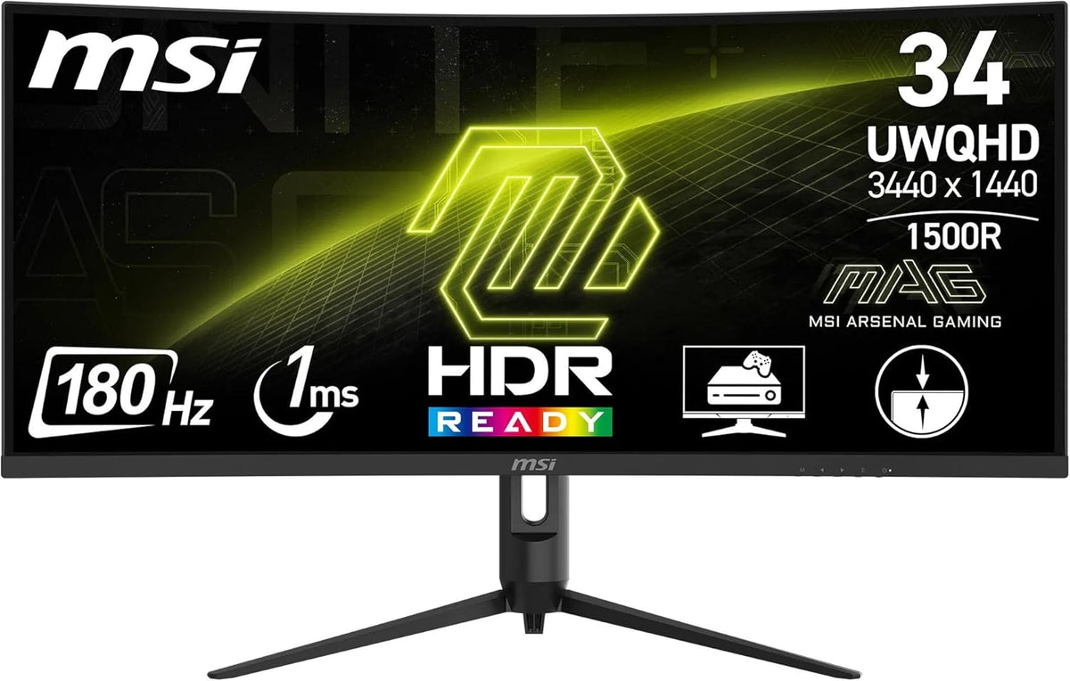 MSI MAG 342CQR E2 écran gaming incurvé 34 pouces - UWQHD 3440 x 1440 dalle VA 1500R - 180 Hz et 1 ms MPRT Adaptive Sync - DisplayPort 1.4a HDMI 2.0b CEC