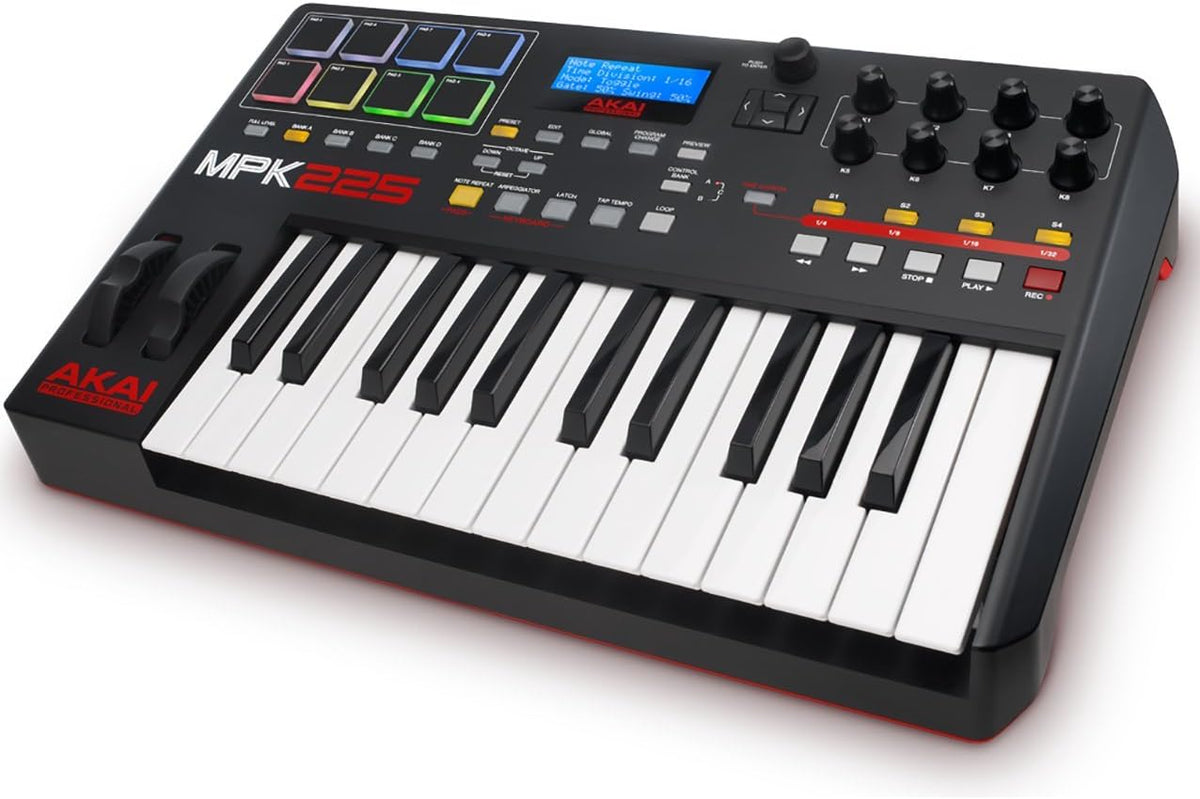 Akai Professional MPK225 clavier maître USB - 25 touches compact noir - contrôle principal MPC pour production musicale - connexion USB pour logiciels et instruments virtuels