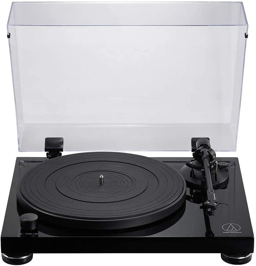 Audio Technica AT LPW50PB platine vinyle manuelle - Entraînement par courroie finition noir piano - Bluetooth intégré pour haut parleur - Lecture jusqu à 45 tr min