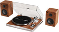 Syitren Korus SN30 Platine vinyle Bluetooth noyer - Entraînement par courroie deux vitesses - Deux haut parleurs externes et contrepoids réglable - Housse antipoussière incluse