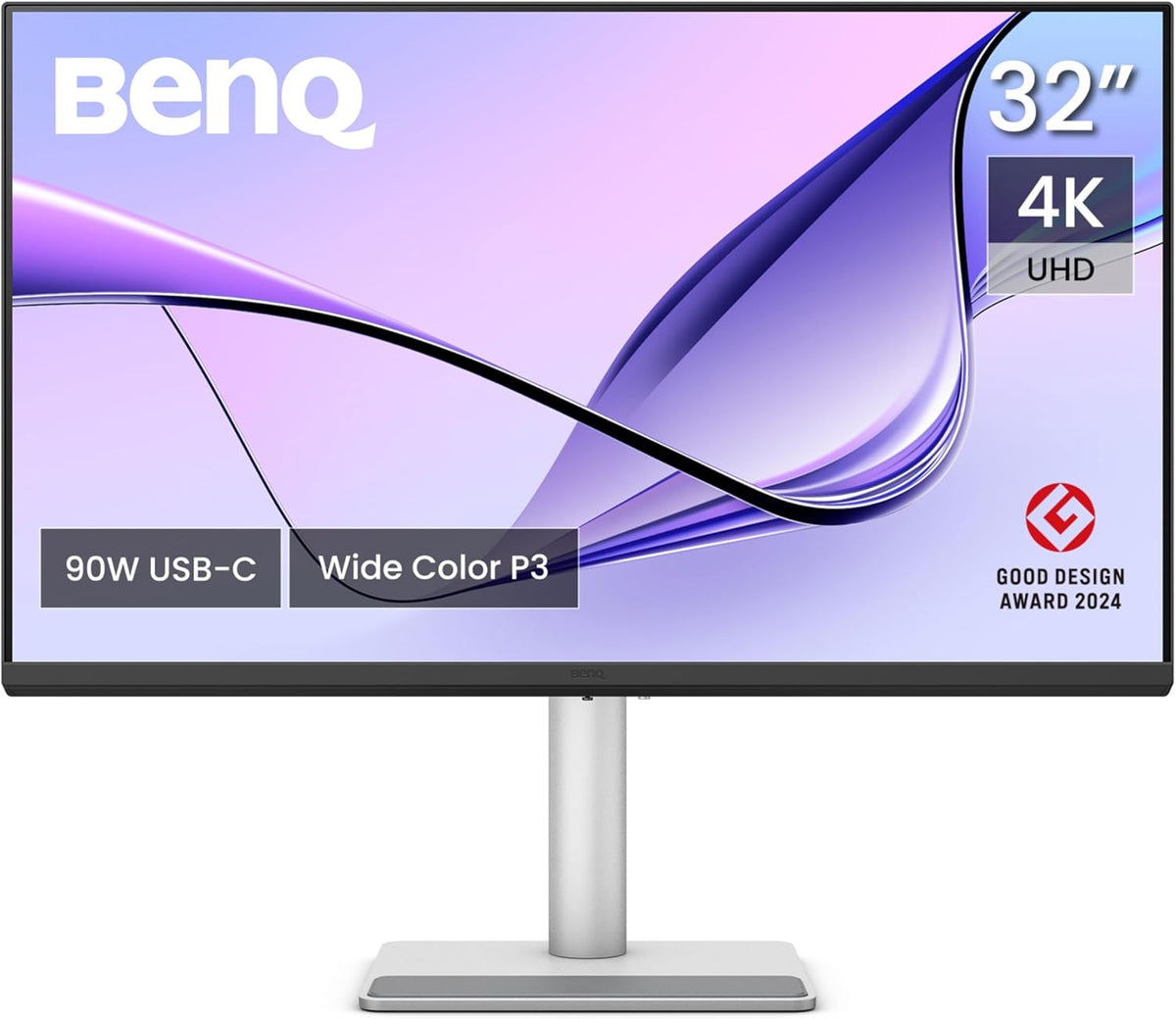 BenQ MA320U écran 32 pouces pour MacBook - 4K 3840 x 2160 surface mate - USB C 90 W couleurs P3 - Brightness Sync contrôles Mac pied réglable