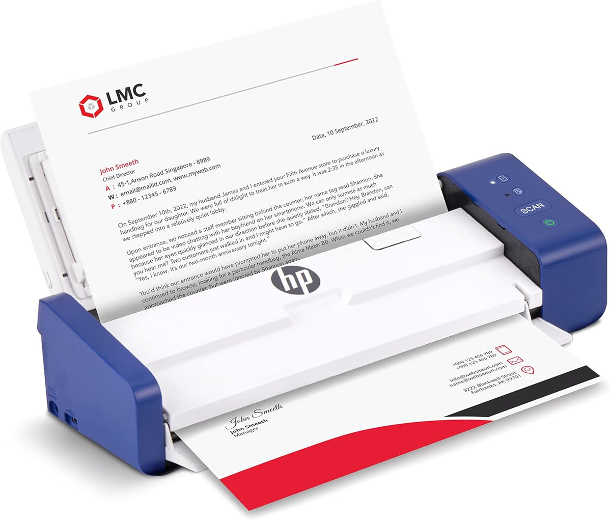 HP Scanner portable documents et photos recto verso - Résolution 1200 dpi avec capteur CIS - Chargeur automatique 25 feuilles - USB format compact 30 x 10,4 x 7,4 cm