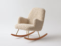 Fauteuil à bascule - bouclé-métal-bois - 78x88x92 cm - beige-bois-doré - cosy