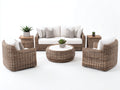 Canapé de jardin - Résine tressée-Tissu-Bois - 190x82x80 cm - Blanc-Beige naturel - Bohème