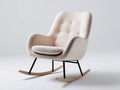 Fauteuil à bascule - tissu bouclé-métal-bois - 75x87x95 cm - beige-noir-bois - rétro