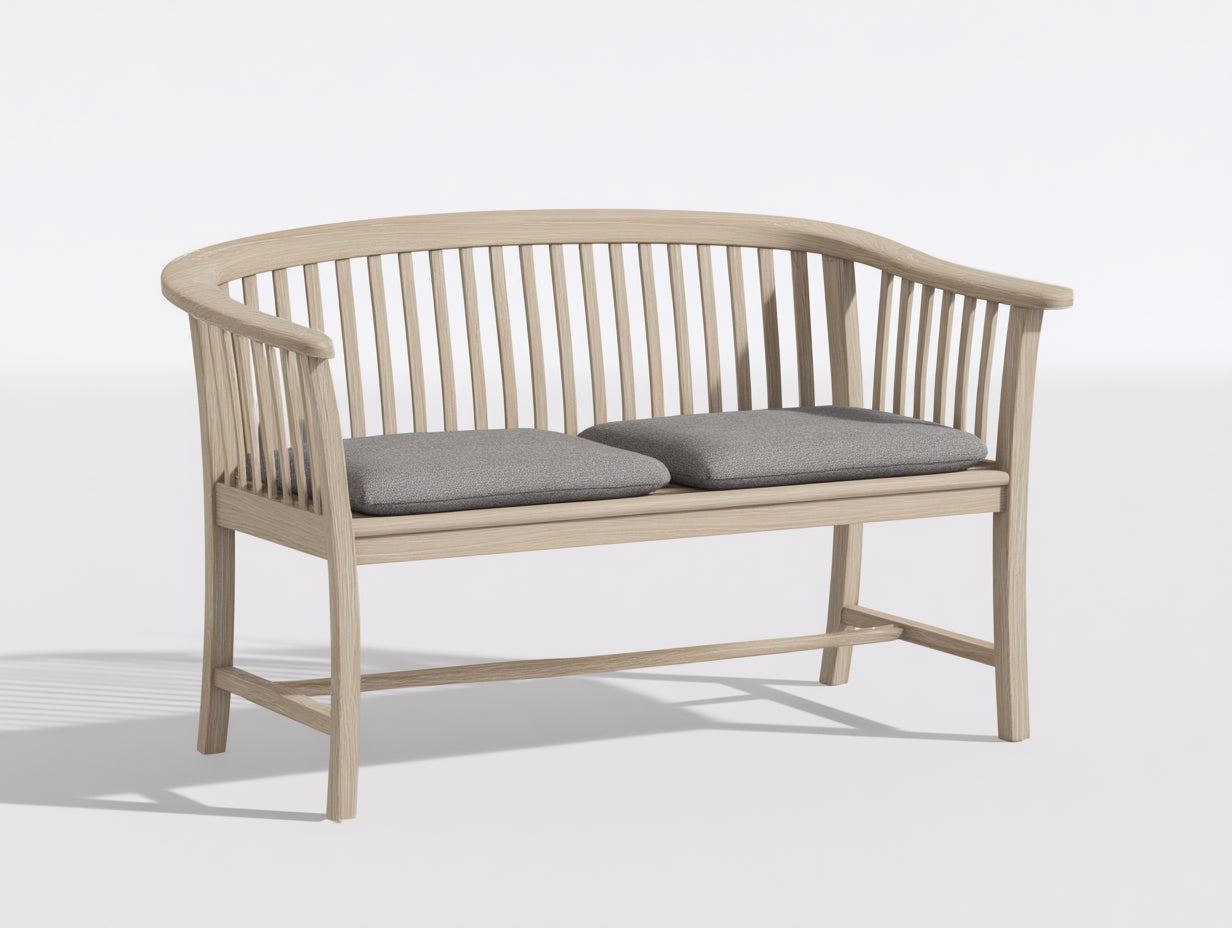 Banc de jardin - bois - tissu - 150x63x80 cm - gris-bois clair - scandinave