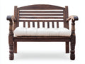 Banc de jardin-Bois-Tissu-125 x 58 x 91 cm-Marron foncé-Blanc-Rustique