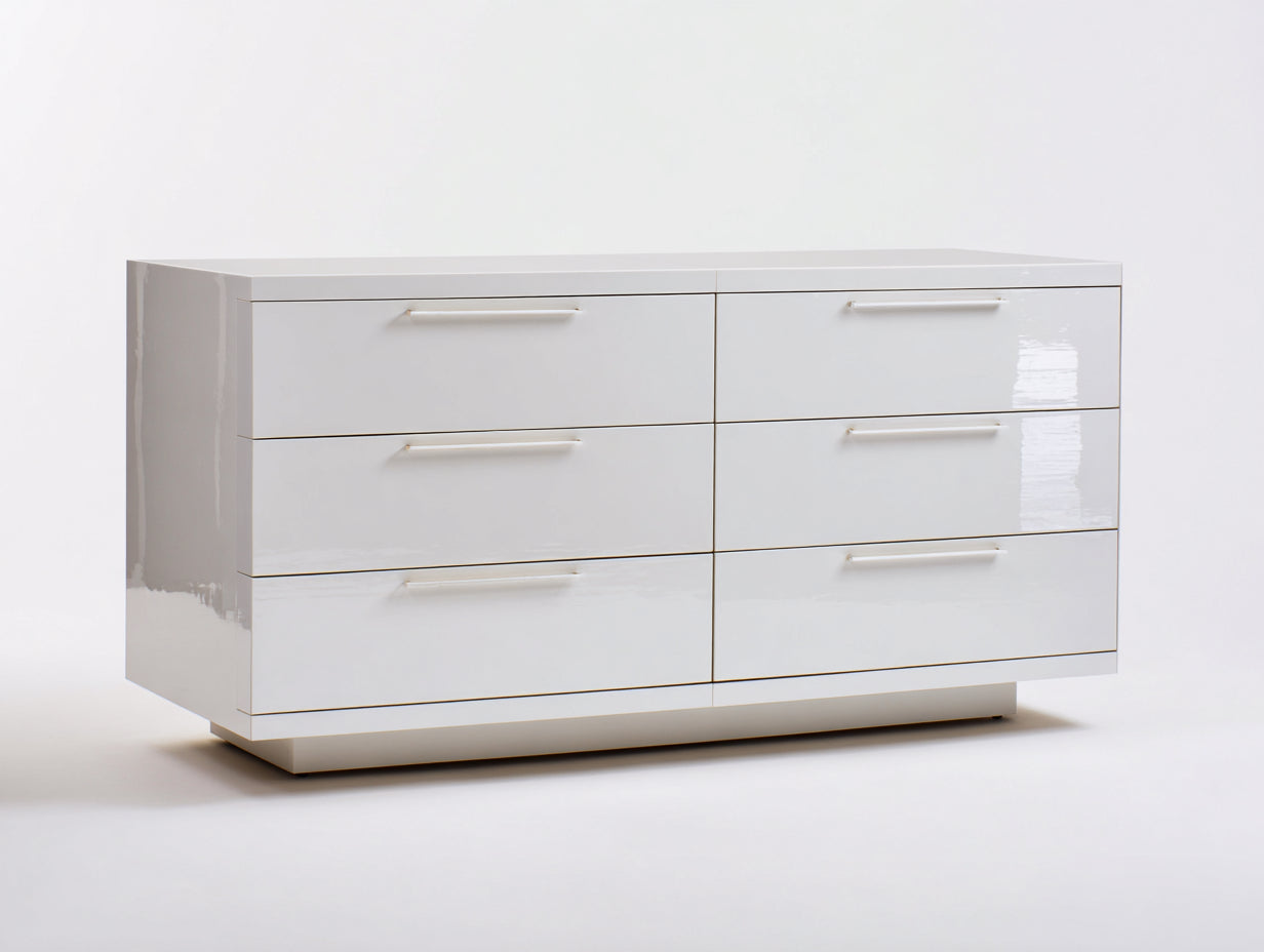 Commode - bois - 134x42x74 cm - blanc - style moderne