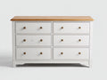 Commode - bois - 150x45x82 cm - blanc-brun - style campagne